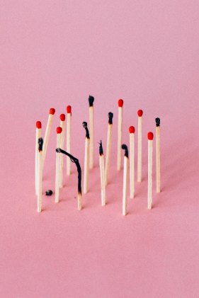 A bunch of burnt matchsticks 