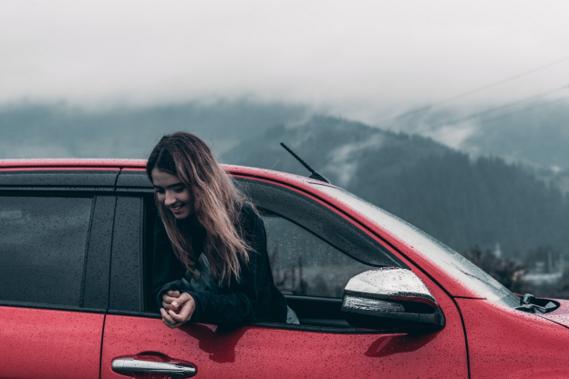  A woman inside a car