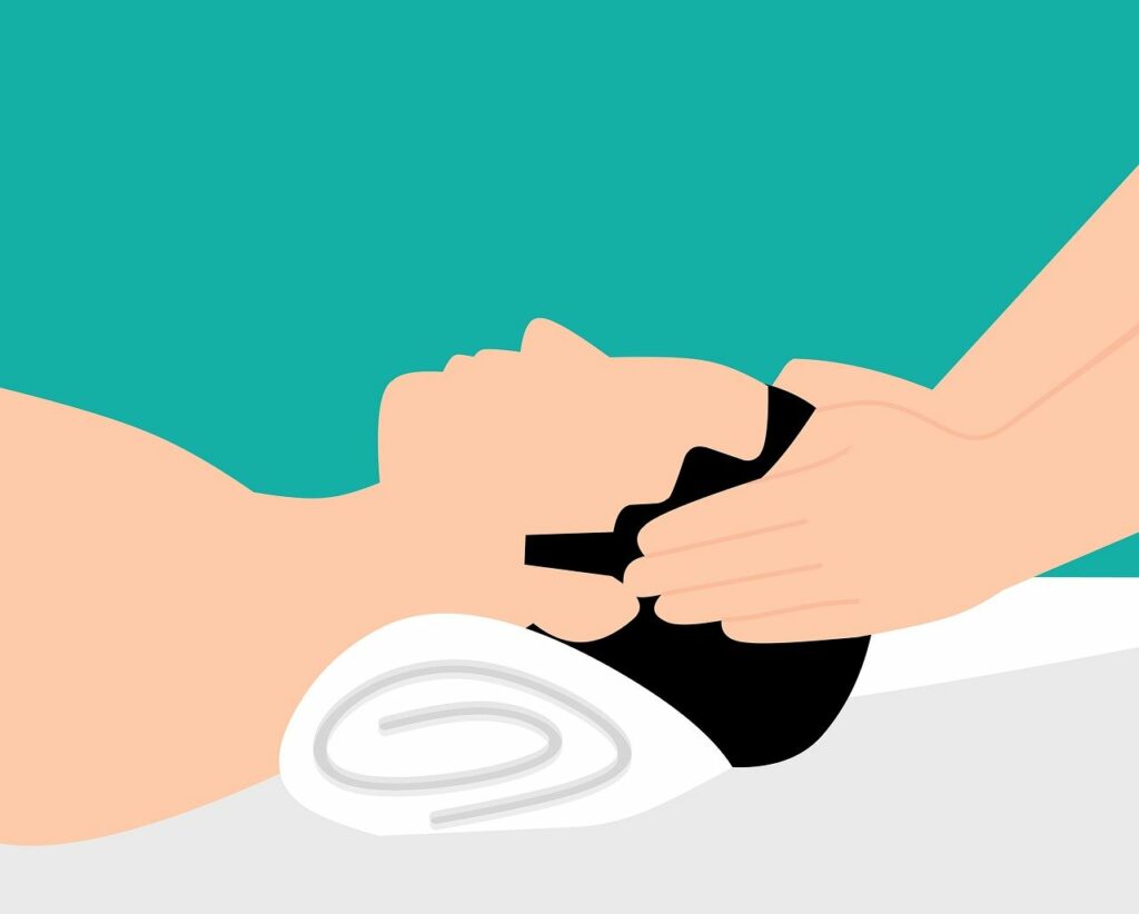 Illustration of a man receiving massage therapy for healing